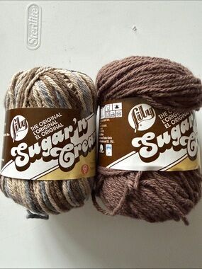 Lily Sugar'n Cream Yarn Pair - Solid Brown & Variegated Neutrals
